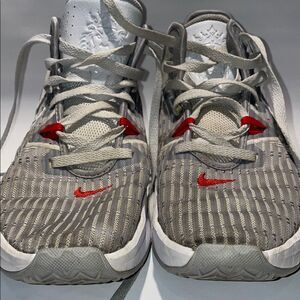 Nike Gray and Red Athletic Shoes with Cushioned Sole